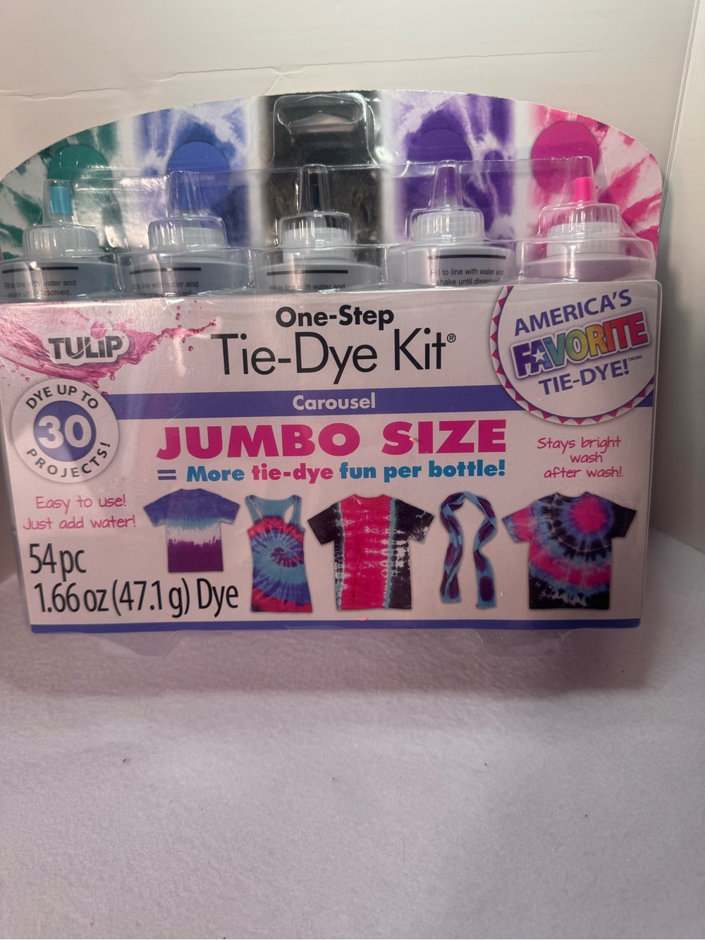 Tulip One-Step Tie-Dye Kit Carousel Jumbo 54 Pieces 5 Colors Up to 30 Projects